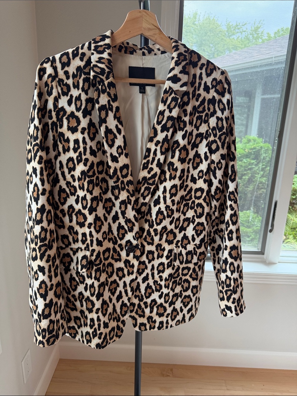 Banana Republic Leopard Print Blazer Jacket - Cream, Black, Brown